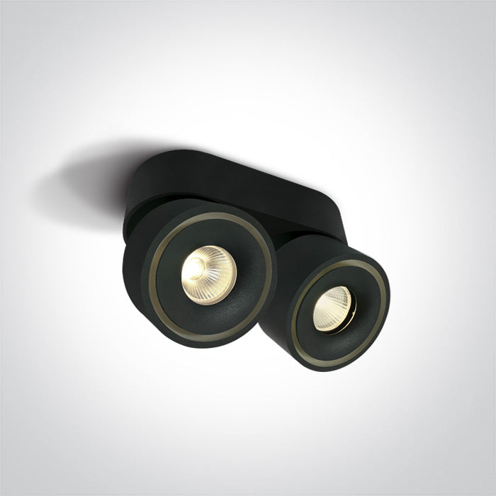 Черен COB LED 2x8W WW (топло бяло) IP20 230V