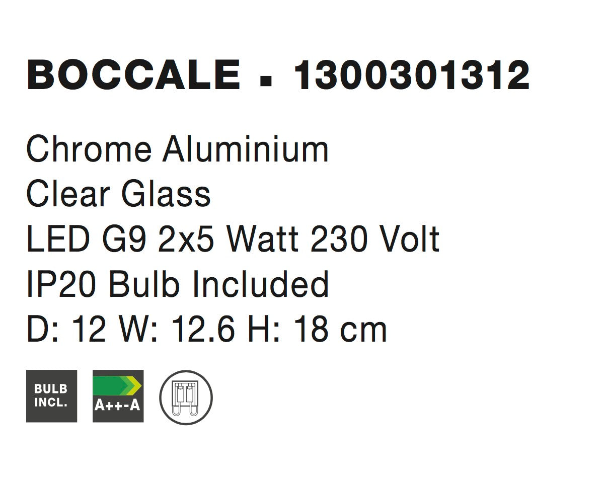 Осветително тяло BOCCALE 10W G9 хром алуминий прозрачно стъкло ⌀12 L12.6 H18