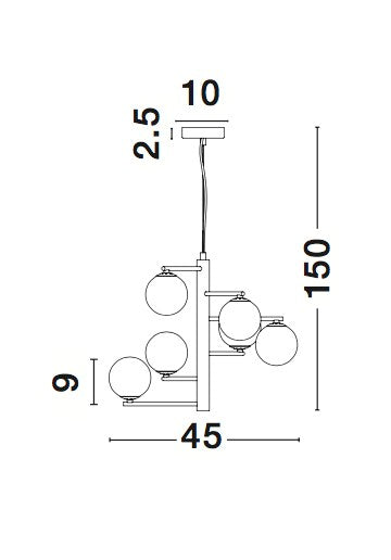 Висяща лампа AGRIGENTO 6x5W G9 Античен месинг Метал Опалово стъкло ⌀45 H150cm