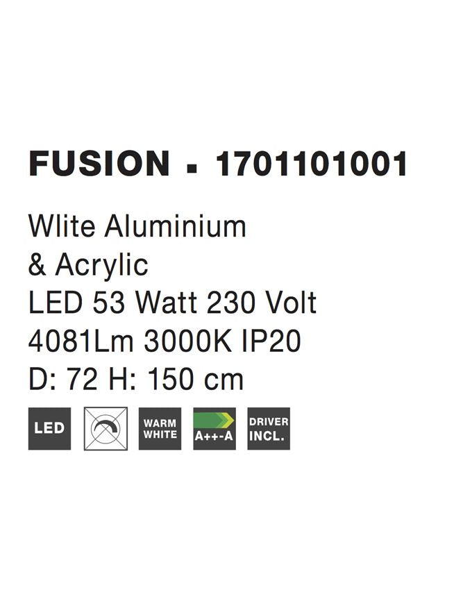 Висящо осветително тяло (пендел) FUSION 53W Бял алуминий и акрил