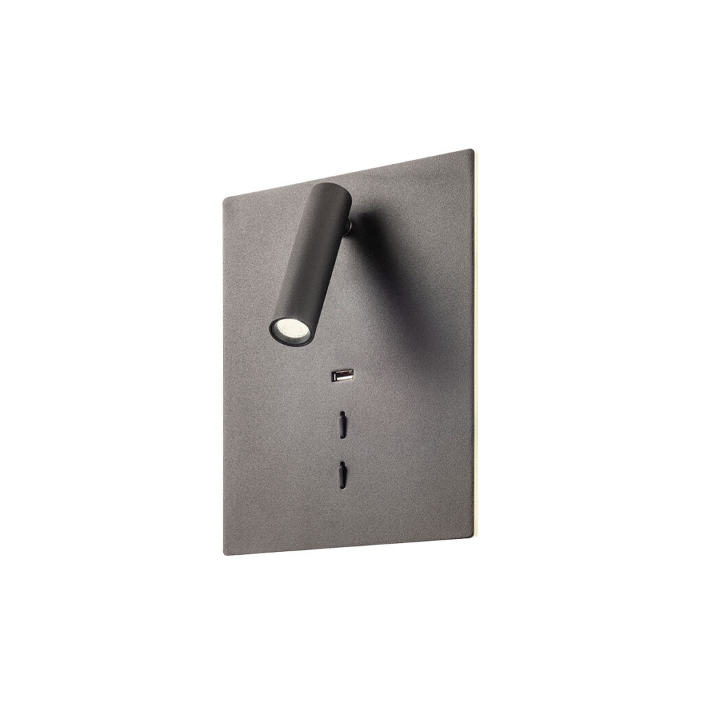 Стенен LED аплик ZEN 19W USB BK 3000K