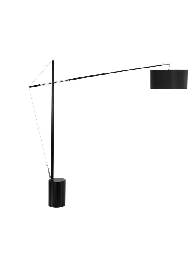 Висящо осветително тяло (пендел) TRACCIA LED E27 12W Черен текстилен абажур L195 W40 H165см