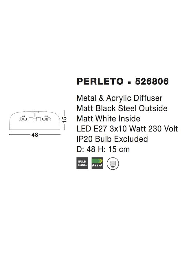 Висящо осветително тяло (пендел) PERLETO 3x12W Матово черен и матово бял стомана и акрил без крушка