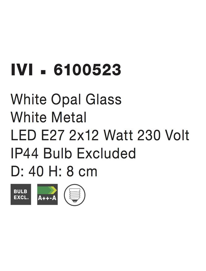 Висящо осветително тяло (пендел) IVI LED E27 24W Бяло опалово стъкло бял метал