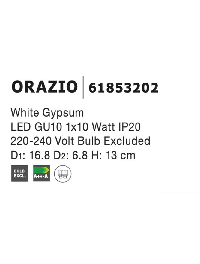 Техническо осветление ORAZIO GU10 50W гипс ⌀16.8 H13см