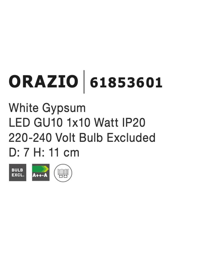 Техническо осветление ORAZIO GU10 50W гипс ⌀7 H11см