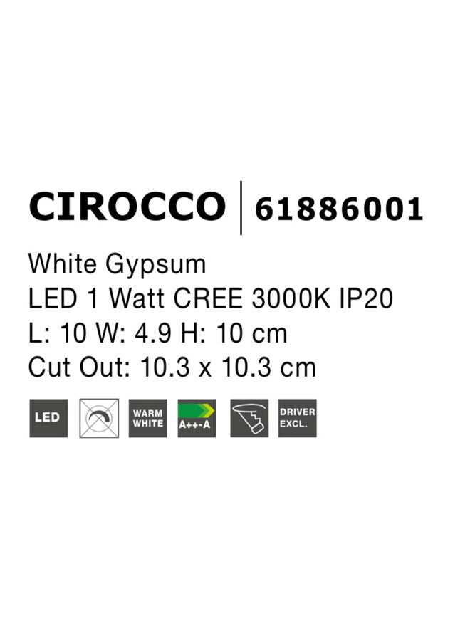 Техническо осветление CIROCCO LED 1W Бял гипс L10 W4.9 H10см