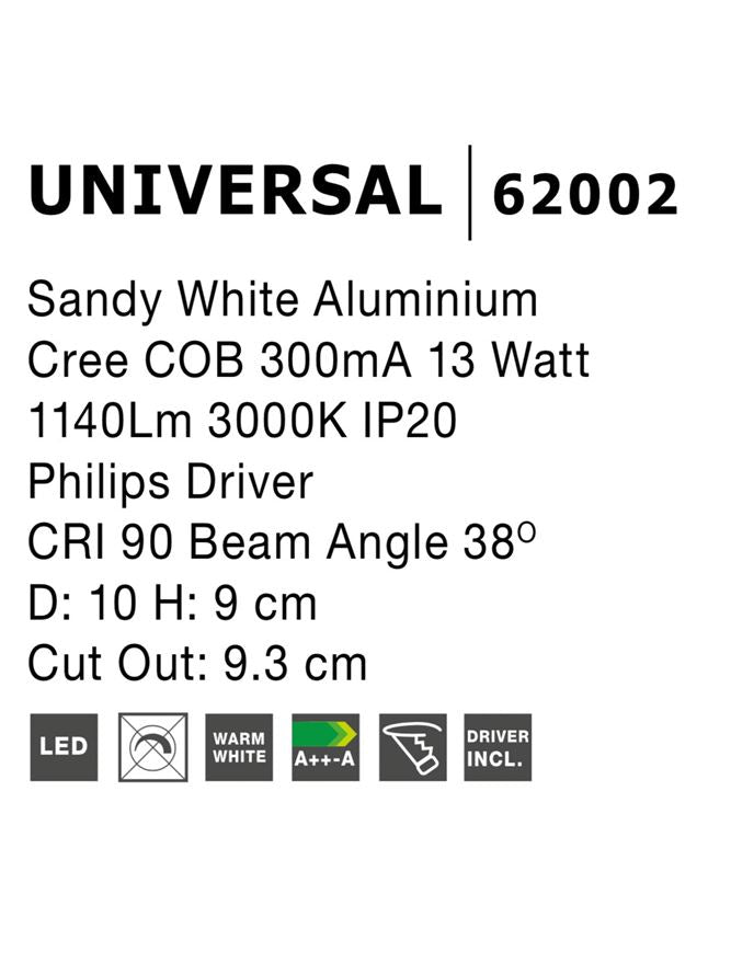 Аксесоар UNIVERSAL 13W Бял алуминий