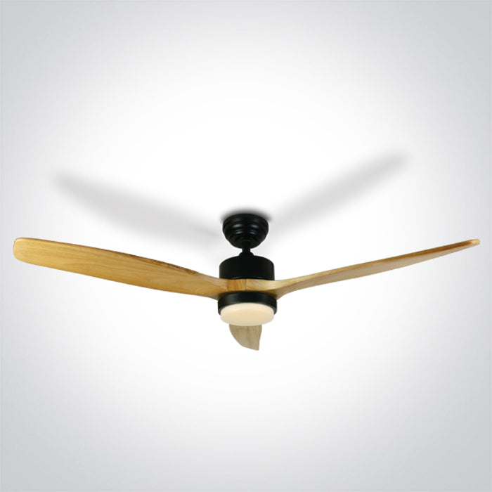 LIGHT WOOD Черен ROD Вентилатор 35W LED 22W CCT (регулируем цвят на светлината) IP20 230V
