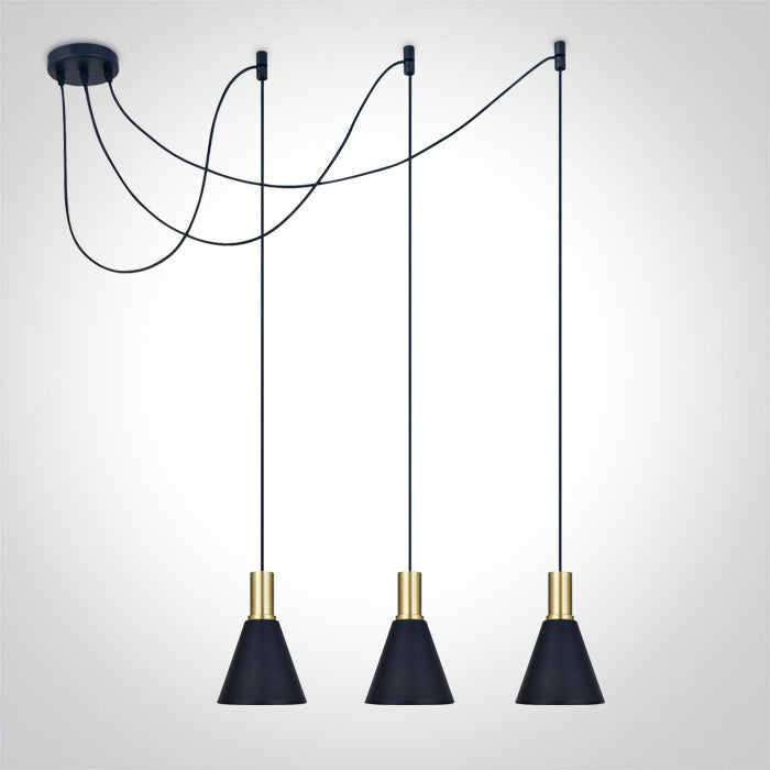 BRUSHED Месинг Черен SHADE 10W 3xE27