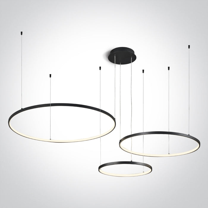 Черен 3x RINGS 40 см/60 см/80 см 65W WW (топло бяло) IP20 230V С димиране