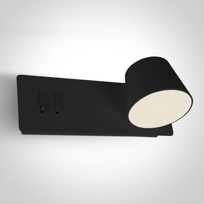 Черен LED 6W+4W UPLIGHT WW (топло бяло) IP20 230V RIGHT