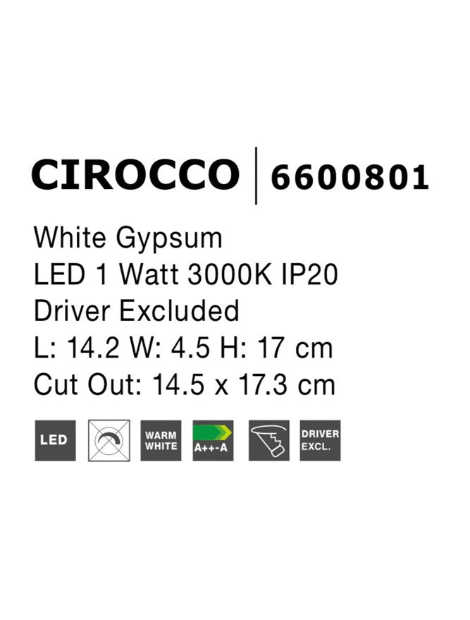 Техническо осветление CIROCCO Аплик LED 1W Гипс Бял