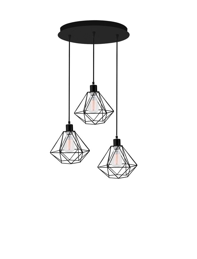 Висящо осветително тяло (пендел) PIETRA 3x12W LED Матово черен метал
