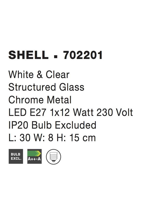 Висящо осветително тяло (пендел) SHELL 1x12W E27 Хром метал и бяло/прозрачно стъкло