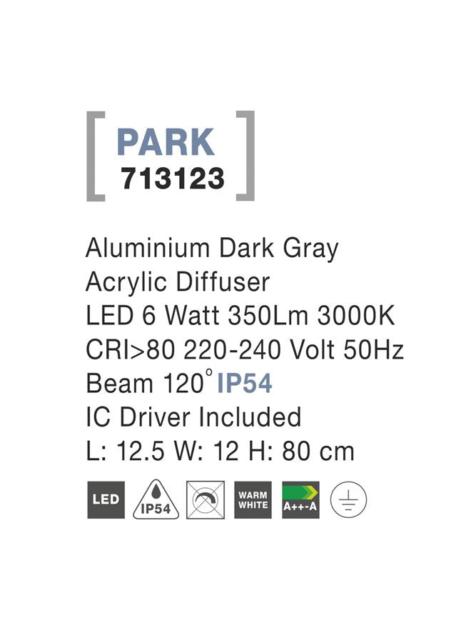 Външен пендел PARK 6W Тъмен сив алуминий