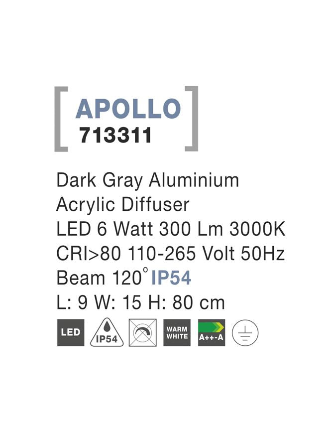 Външен пендел APOLLO 5W Тъмен сив алуминий