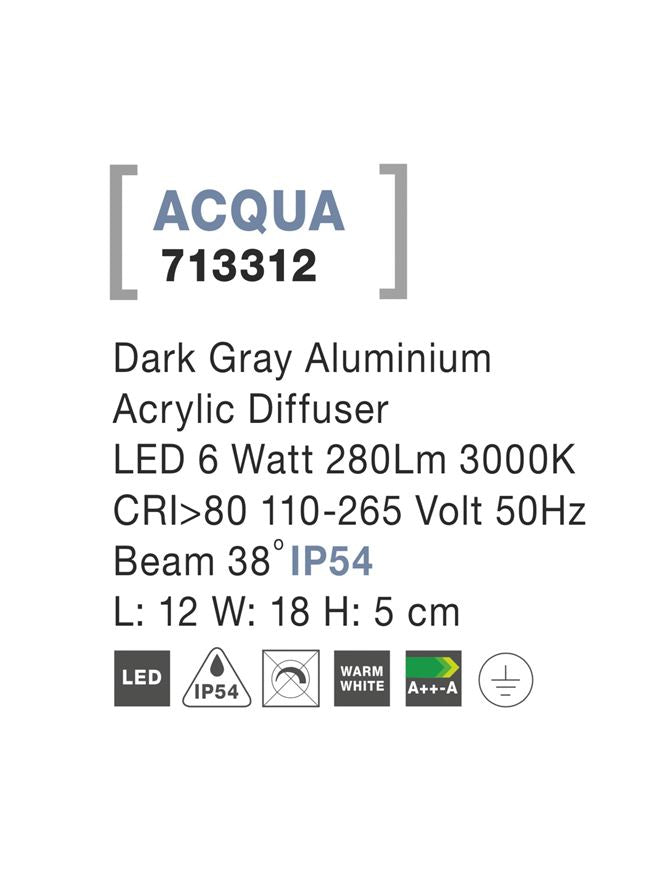 Външен аплик ACQUA 5W Тъмен сив алуминий