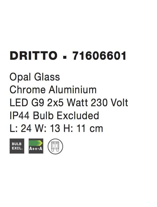 Висящо осветително тяло (пендел) DRITTO LED G9 10W Хром алуминий опалово стъкло