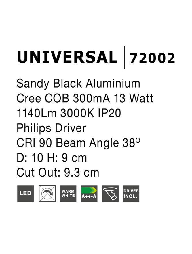 Техническо осветление UNIVERSAL 13W Матово черен алуминий