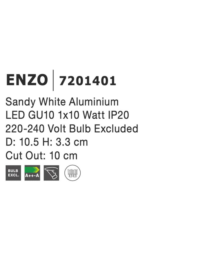 Техническо осветление ENZO GU10 50W Бял алуминий ⌀10.5 H3.3см