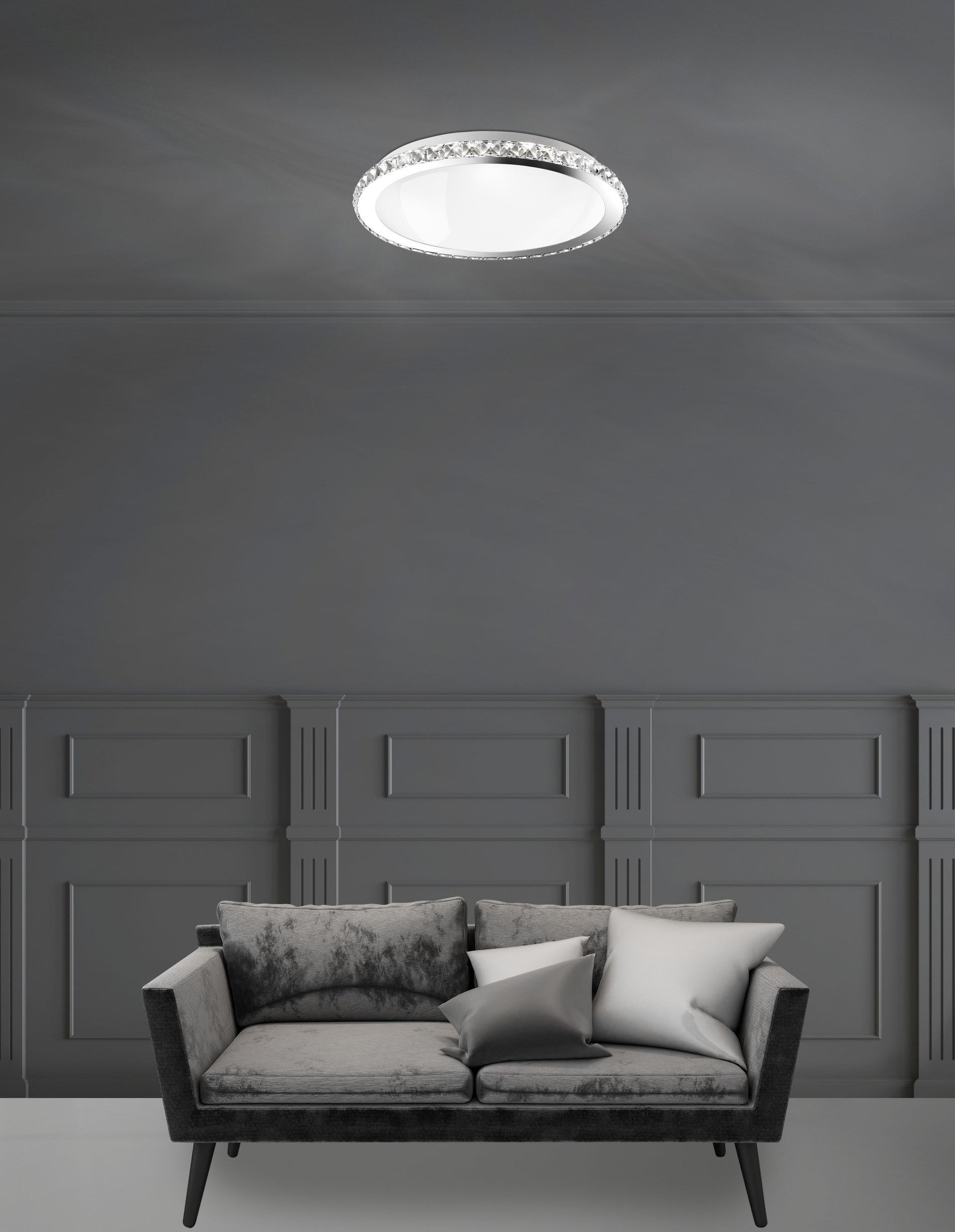 Висящо осветително тяло (пендел) PALERMO 3x12W LED Хромиран метал Бяло стъкло с кристали