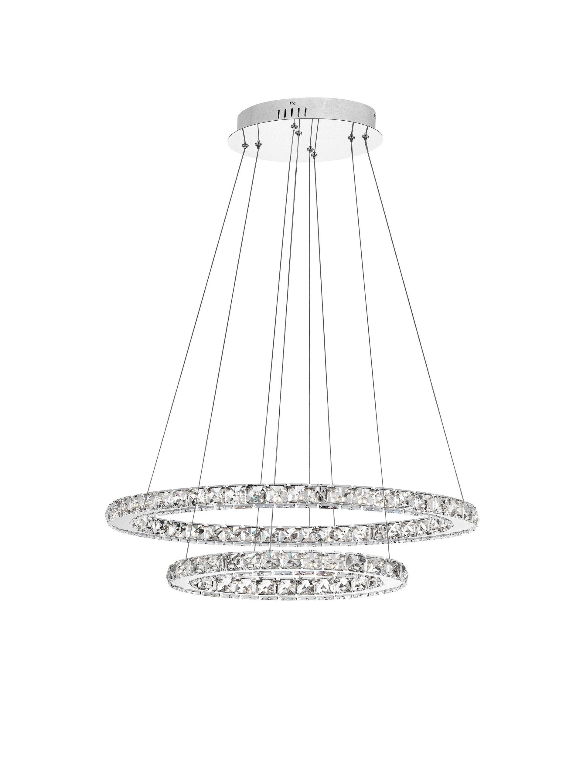 Висящо осветително тяло (пендел) CELINE 40W LED Хромиран алуминий и кристал L64 W44 H120см Регулируема и въртяща