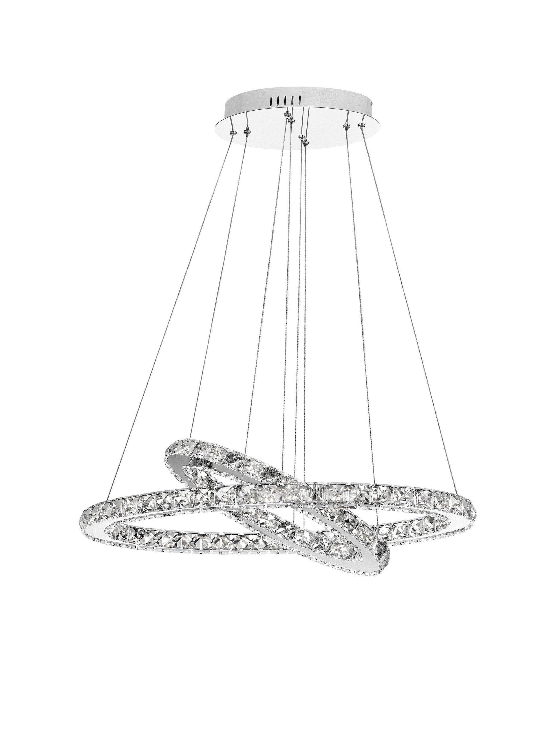 Висящо осветително тяло (пендел) CELINE 40W LED Хромиран алуминий и кристал L64 W44 H120см Регулируема и въртяща
