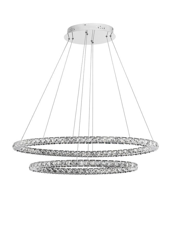 Висящо осветително тяло (пендел) CELINE 50W LED Хромиран алуминий и кристал L85 W42 H120см Регулируема и въртяща