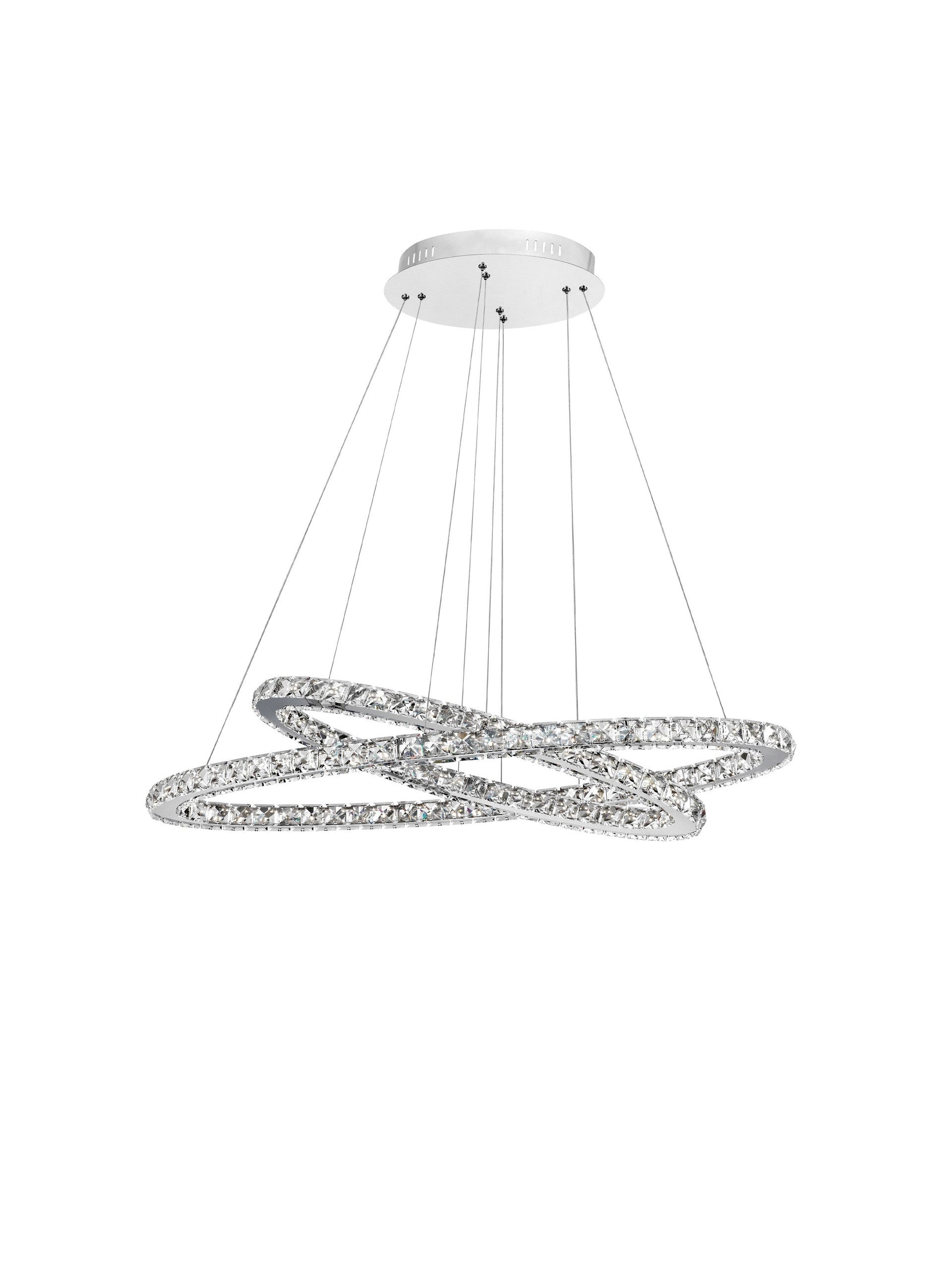 Висящо осветително тяло (пендел) CELINE 50W LED Хромиран алуминий и кристал L85 W42 H120см Регулируема и въртяща
