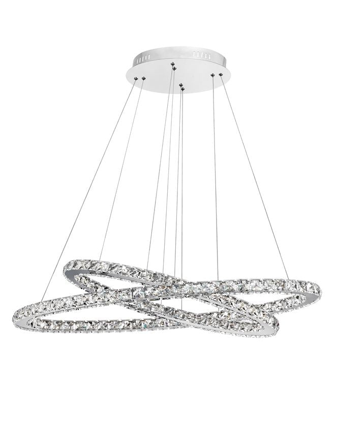 Висящо осветително тяло (пендел) CELINE 50W LED Хромиран алуминий и кристал L85 W42 H120см Регулируема и въртяща