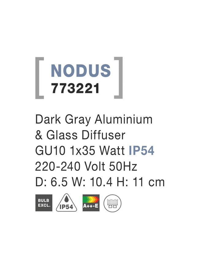 Външен аплик NODUS LED GU10 1x10W Тъмен сив алуминий
