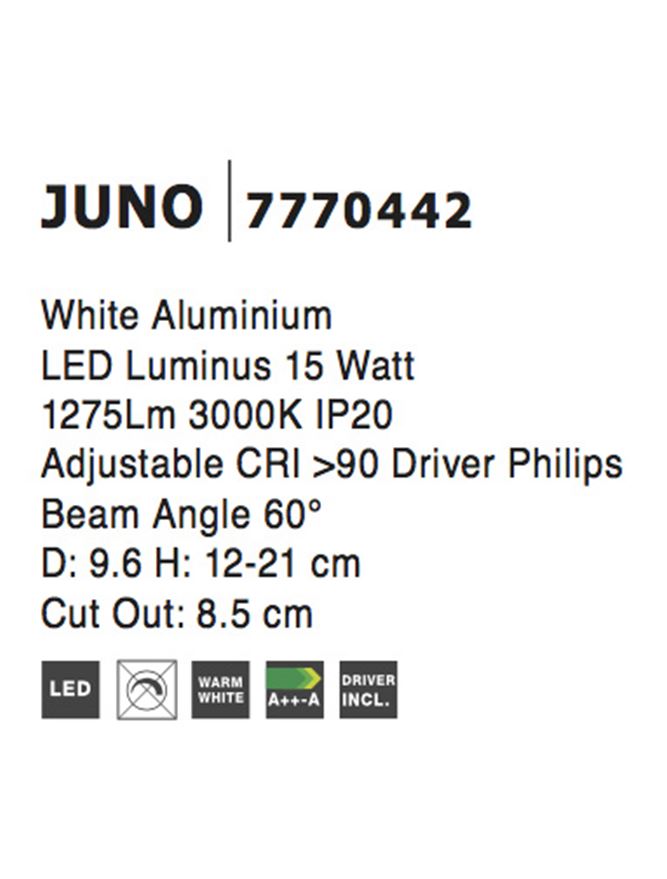 Аксесоар JUNO 15W Матово бял алуминий