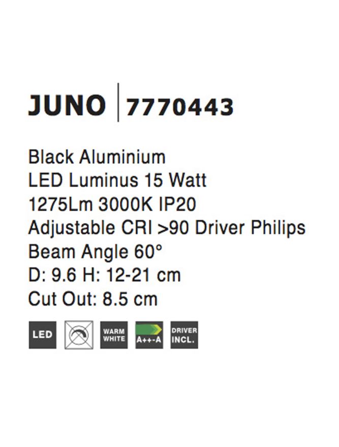 Аксесоар JUNO 15W Матово черен алуминий