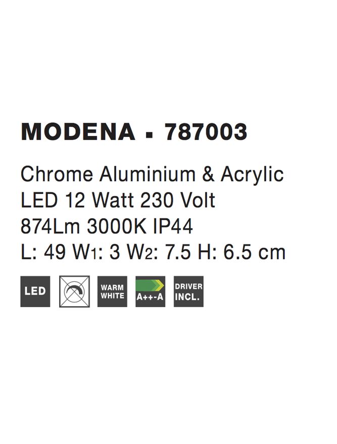 Висящо осветително тяло (пендел) MODENA 12W Хром алуминий акрил