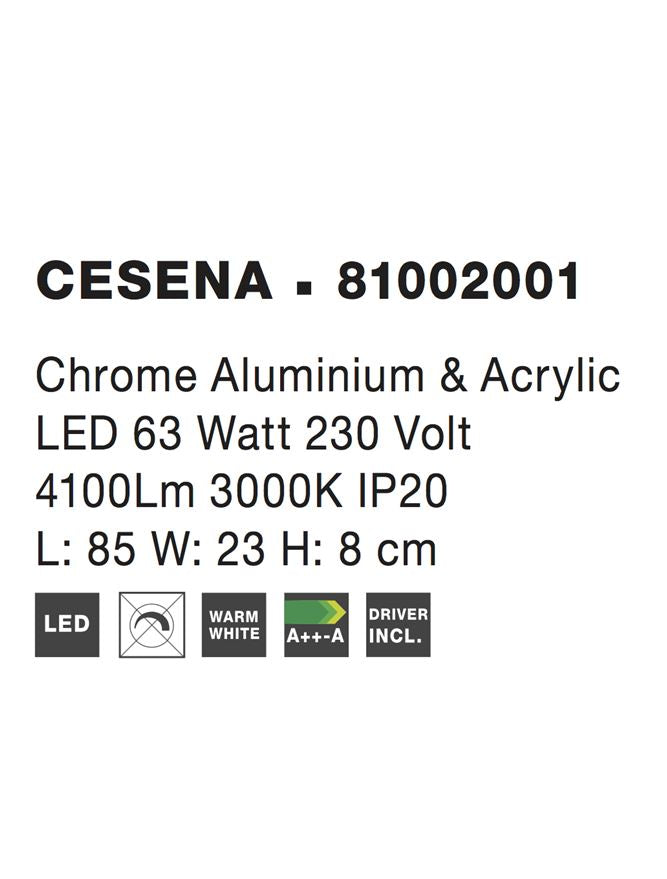 Висящо осветително тяло (пендел) CESENA 63W Хромиран алуминий и акрил