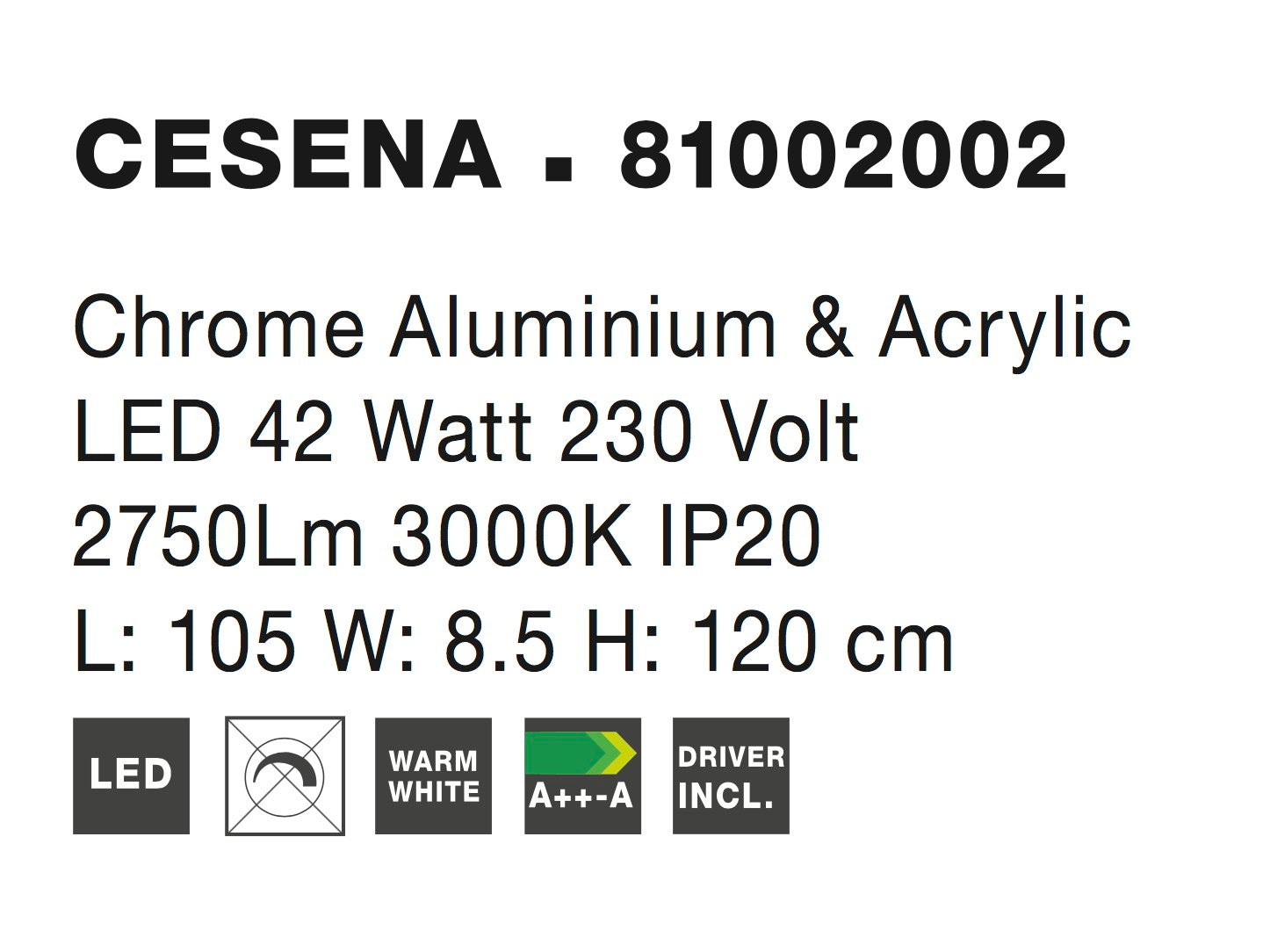 Висящо осветително тяло (пендел) CESENA 42W Хромиран алуминий и акрил