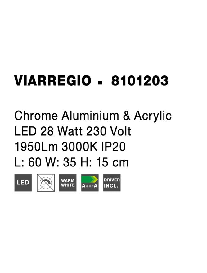 Висящо осветително тяло (пендел) VIARREGIO 28W LED Хром алуминий и акрил