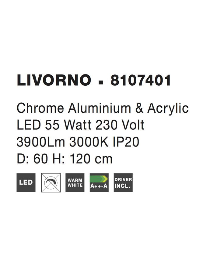 Висящо осветително тяло (пендел) LIVORNO 53W Хромиран алуминий и акрил