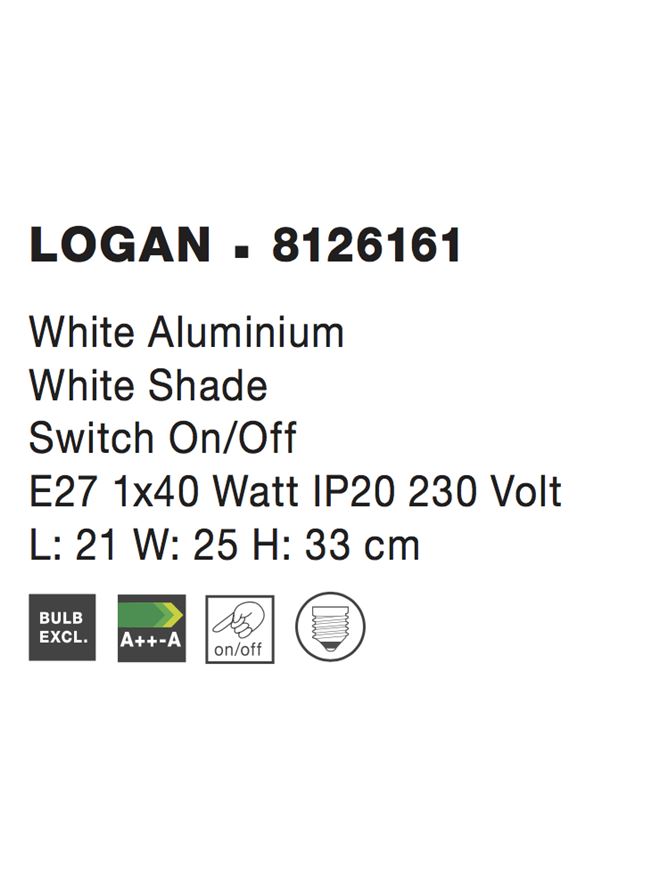 Висящо осветително тяло (пендел) LOGAN LED E27 12W Бял алуминий и бял абажур