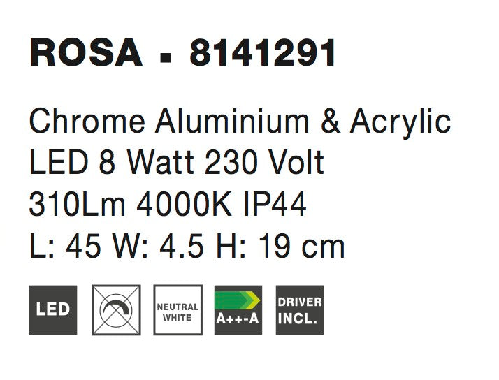 Висящо осветително тяло (пендел) ROSA 8W Хром алуминий акрил