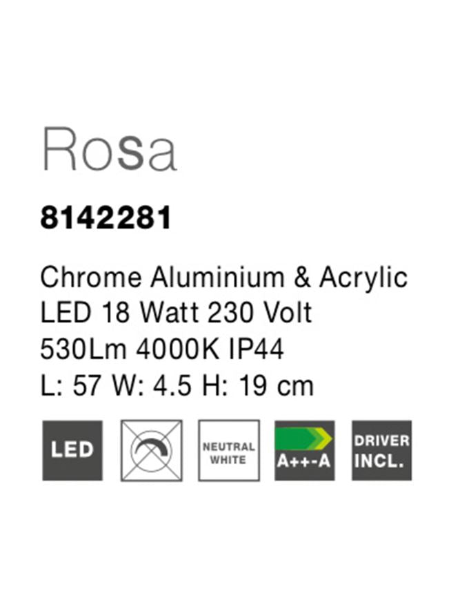 Висящо осветително тяло (пендел) ROSA 18W Хром алуминий акрил