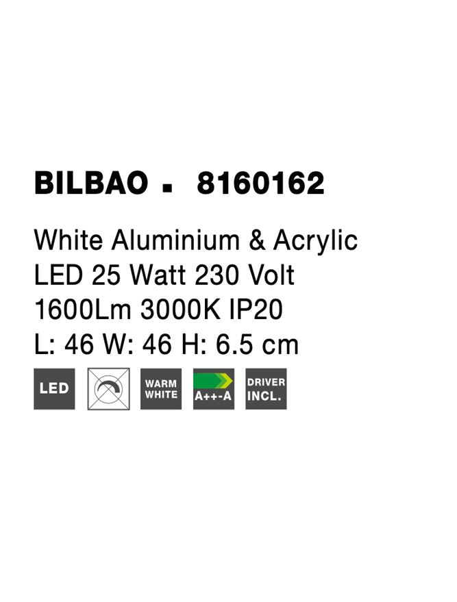 Висящо осветително тяло (пендел) BILBAO 25W LED Бял алуминий и акрил L46 W46 H6.5см