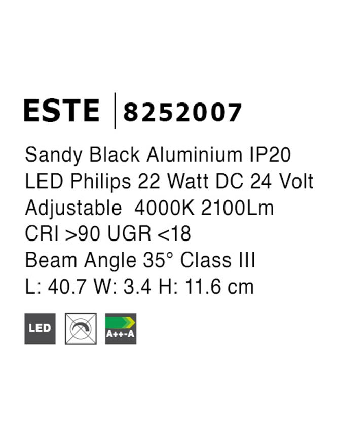 Магнитна система 48V BUXTON LED лента 22W 4000K Матово черен L40.7 H11.7см