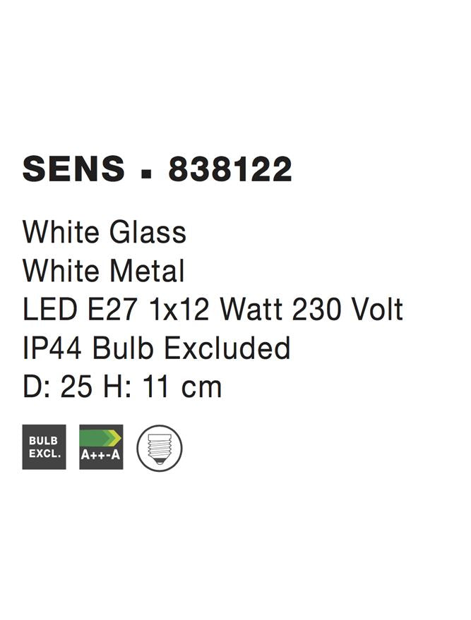 Висящо осветително тяло (пендел) SENS LED E27 12W Бяло стъкло бял метал
