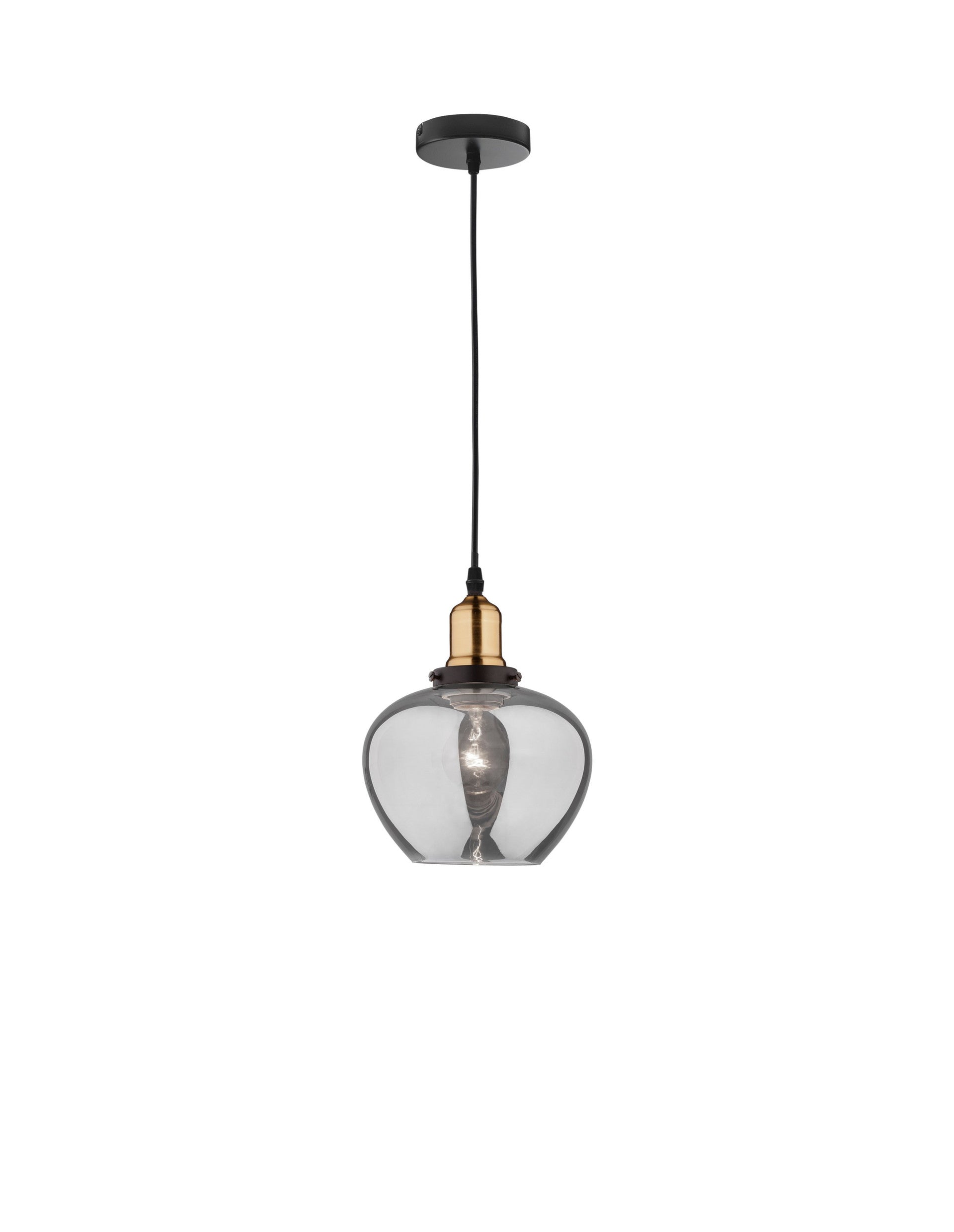 Висящо осветително тяло (пендел) CEDRO 12W LED E27 Бронз/черен, опушено стъкло ⌀18