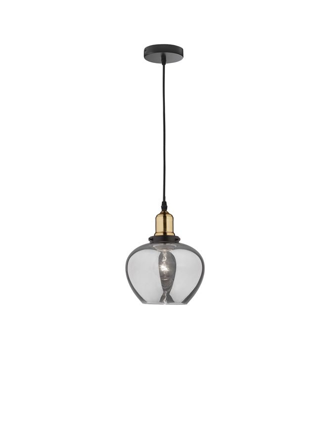 Висящо осветително тяло (пендел) CEDRO 12W LED E27 Бронз/черен, опушено стъкло ⌀18