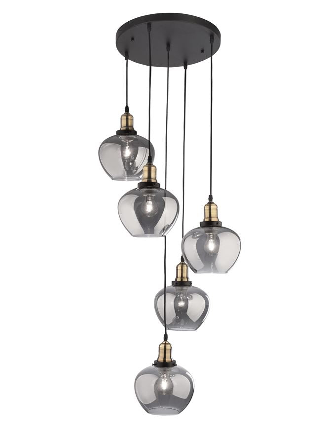 Висящо осветително тяло (пендел) CEDRO 60W LED E27 Бронз/черен, опушено стъкло ⌀50