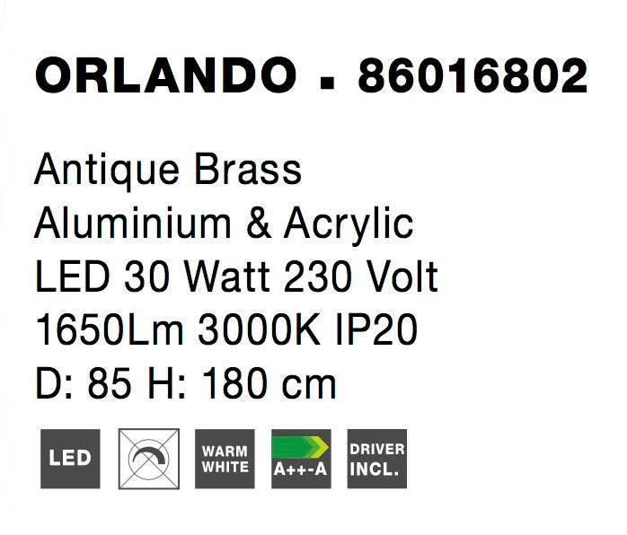 Висящо осветително тяло (пендел) ORLANDO 30W Античен месинг