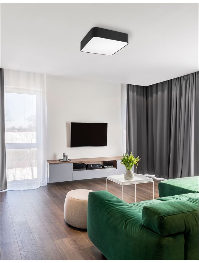 Висящо осветително тяло (пендел) RAGU 4x12W LED E27 Черен метал, матово бял акрил